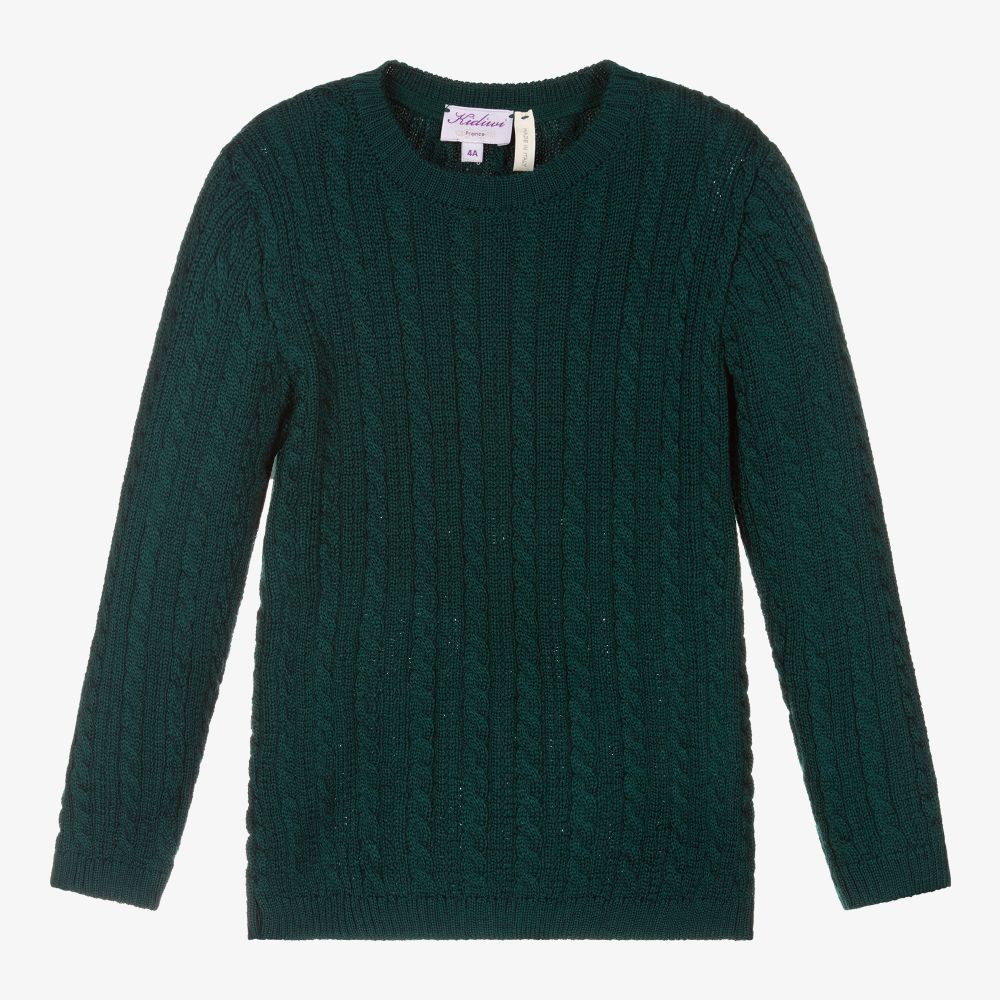 Kidiwi - Зеленый вязаный шерстяной свитер  | Childrensalon