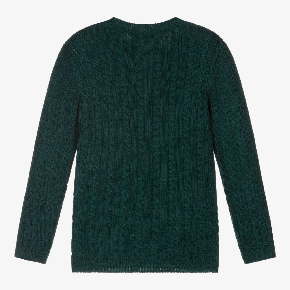 كيديوي-كنزة صوف مارينو محبوك لون أخضر | Childrensalon Outlet