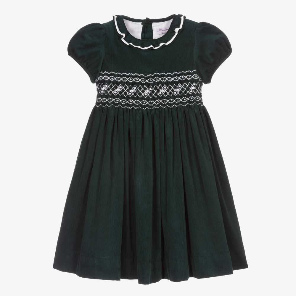 Kidiwi - Зеленое вельветовое платье со сборками  | Childrensalon