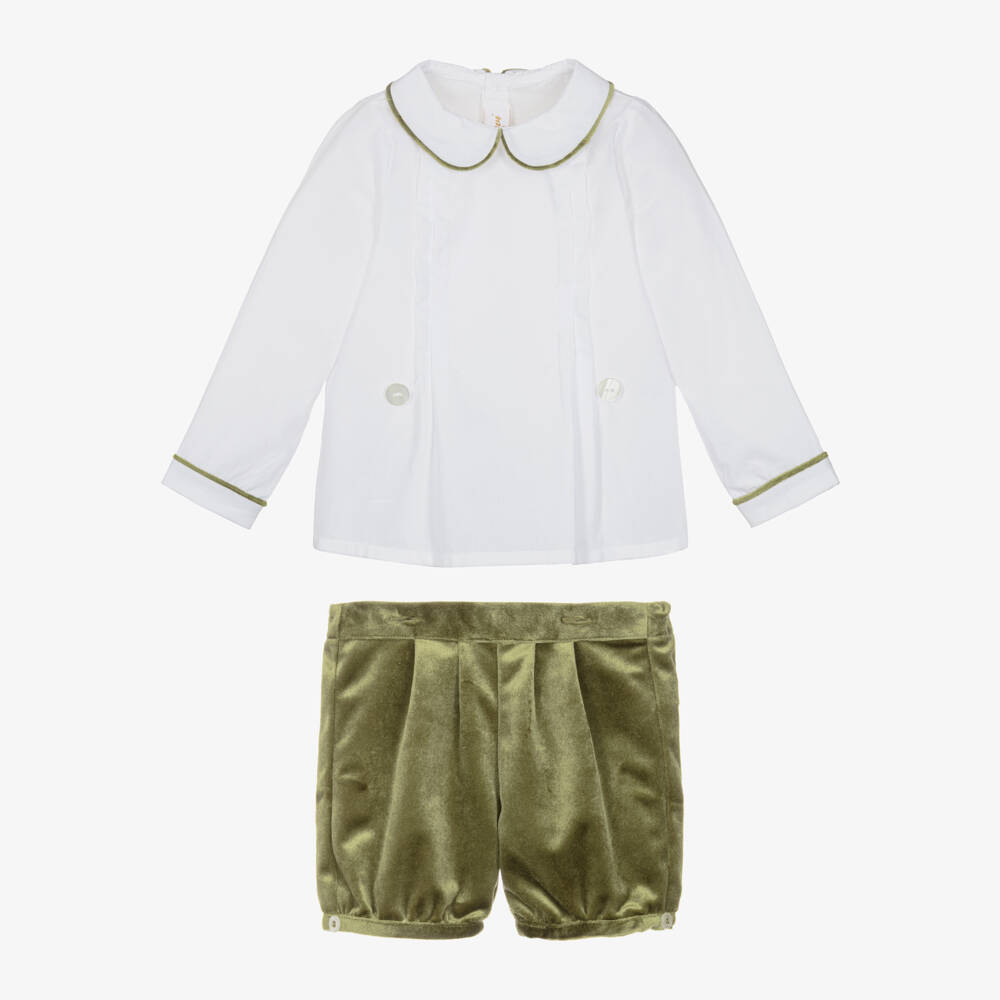 Kidiwi-Green Velvet Buster Suit | Childrensalon Outlet