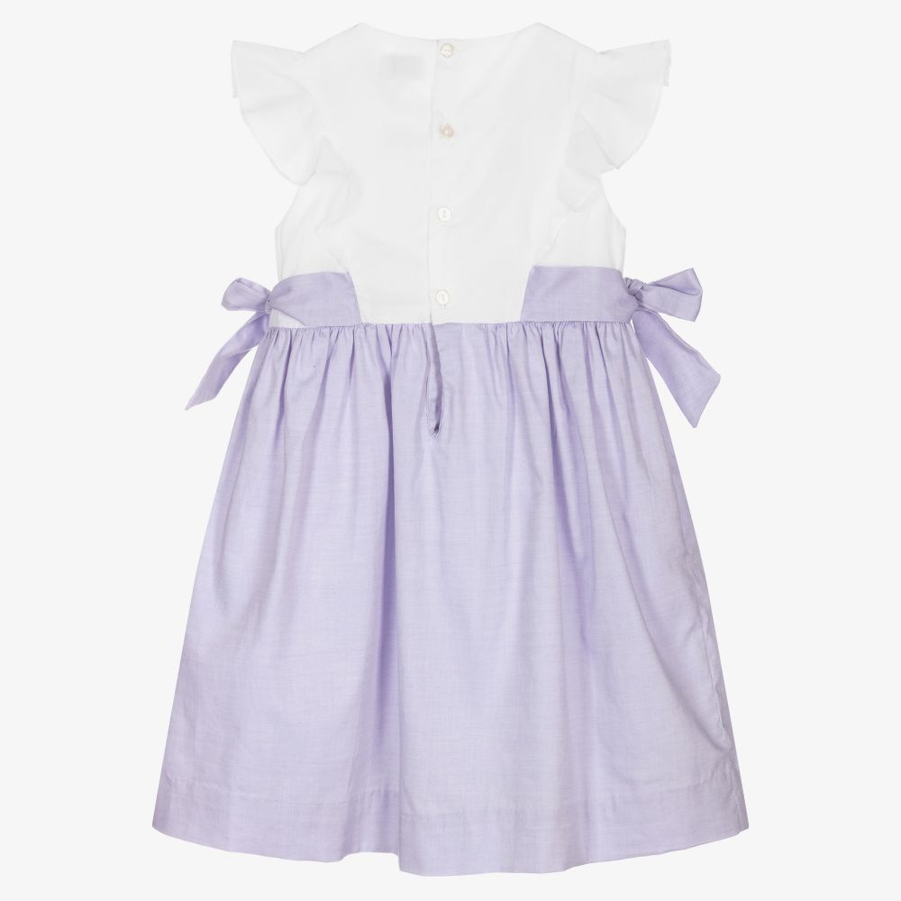 Kidiwi-Lavender Smocked Cotton Dress  | Childrensalon Outlet