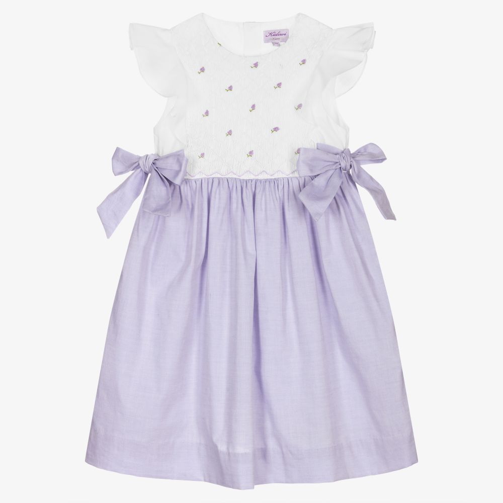 Kidiwi - Robe à smocks lavande en coton  | Childrensalon