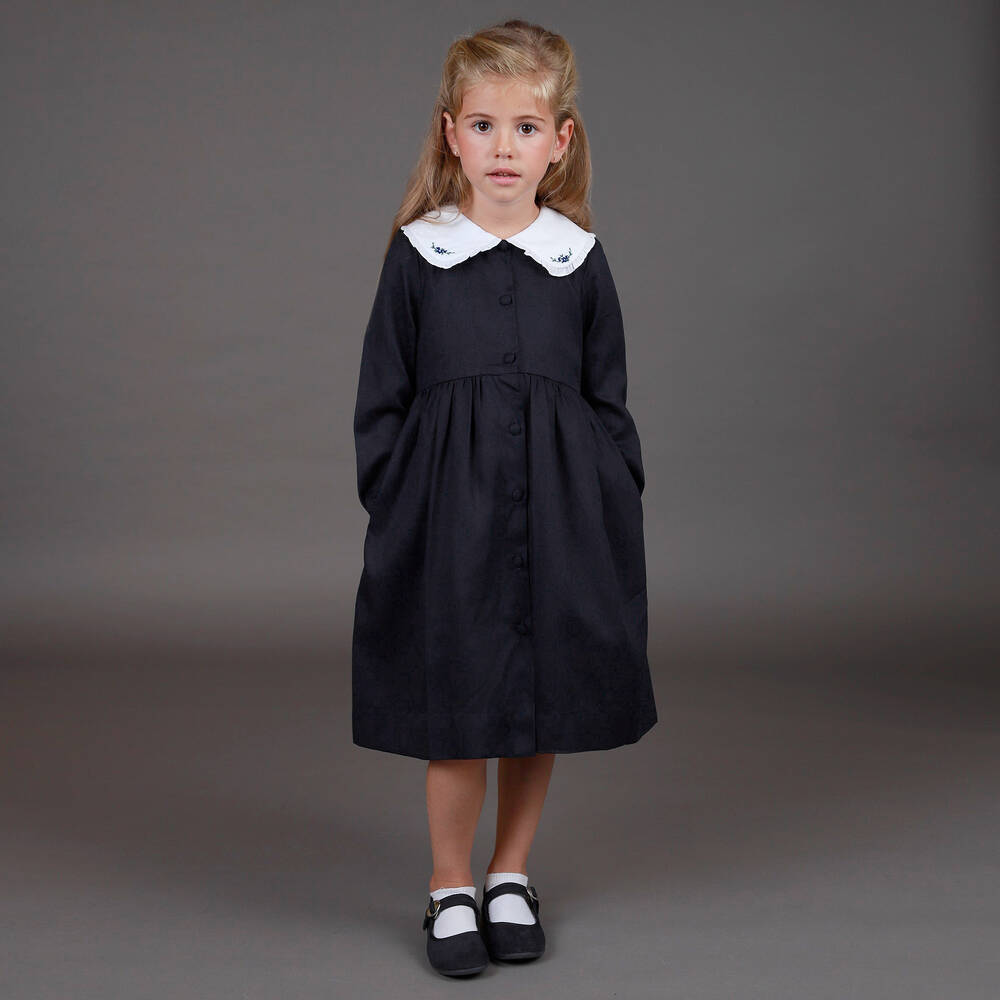 Kidiwi-Navy Blue Cotton Dress | Childrensalon Outlet