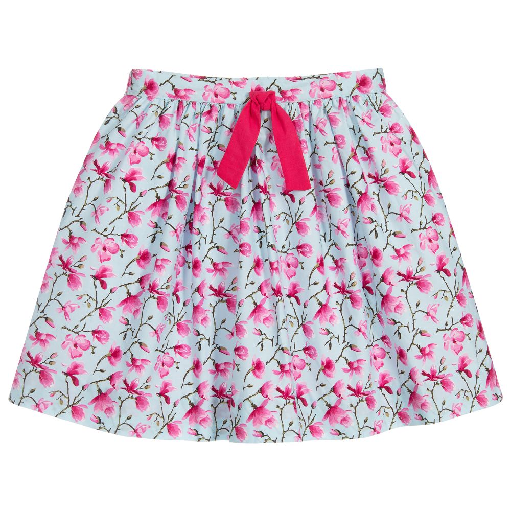 Kidiwi - Pale Blue & Pink Cotton Skirt | Childrensalon