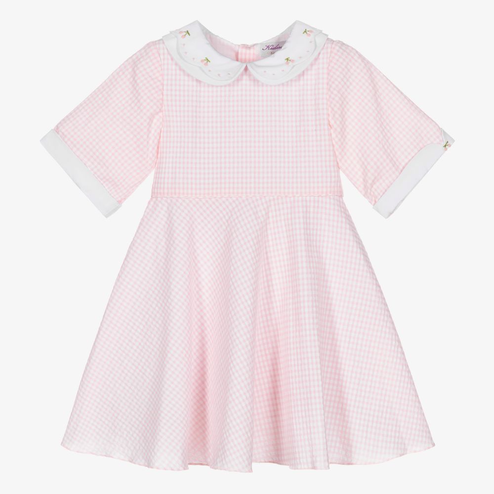 Kidiwi - Rosa Baumwollkleid mit Vichy-Karos | Childrensalon