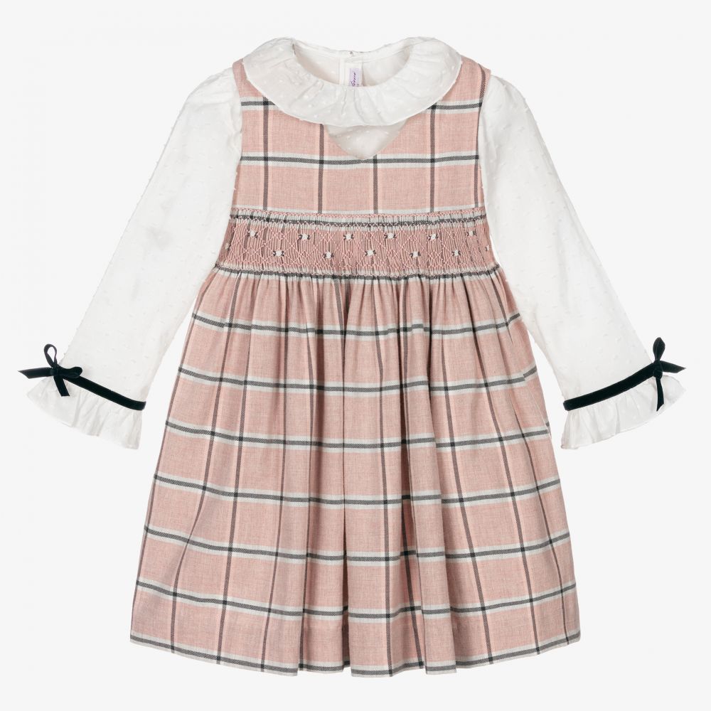 Kidiwi - Pink & Ivory Check Dress Set | Childrensalon