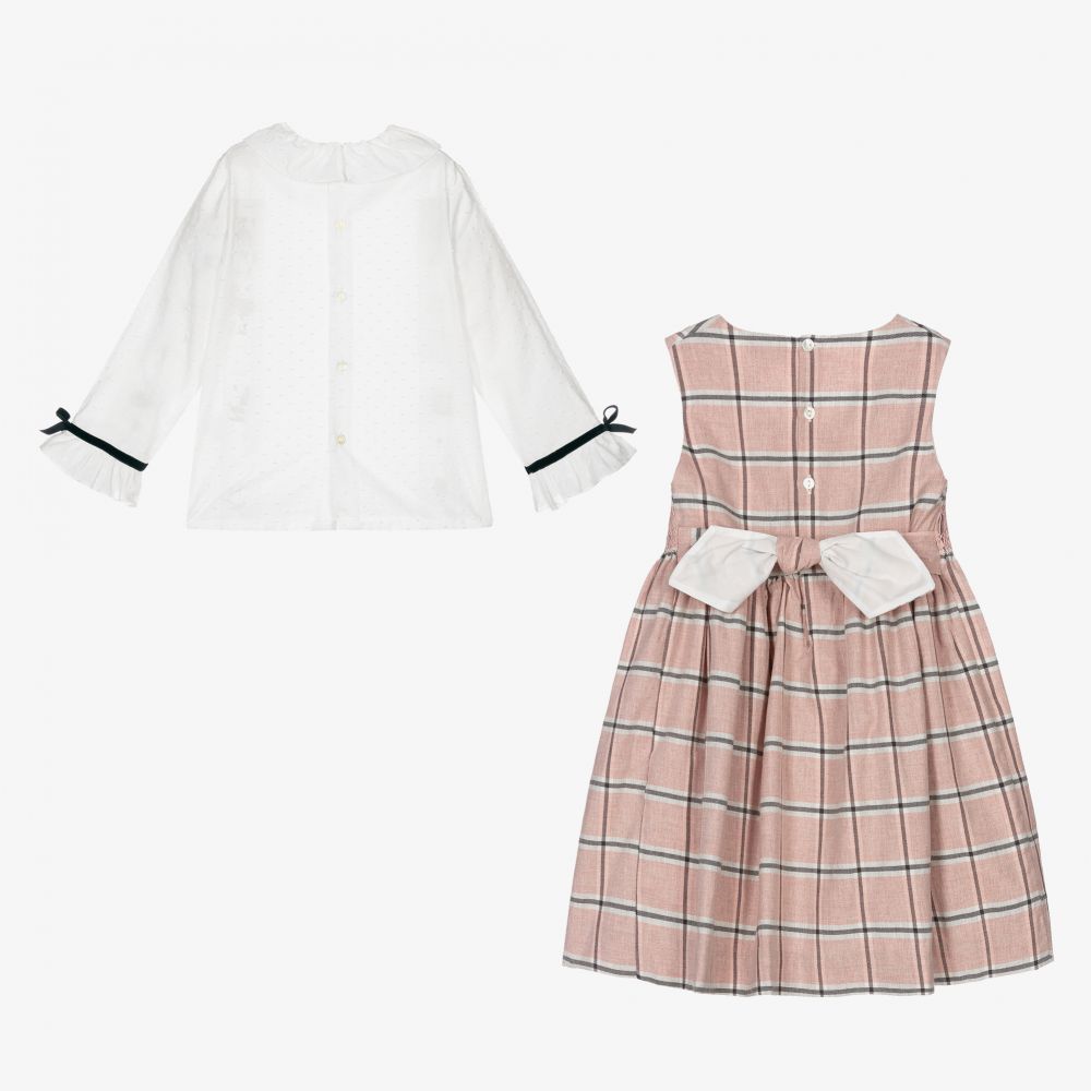 Kidiwi-Комплект с розово-кремовым платьем в клетку | Childrensalon Outlet