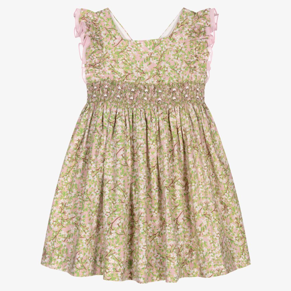 Kidiwi - Pink Smocked Floral Dress  | Childrensalon