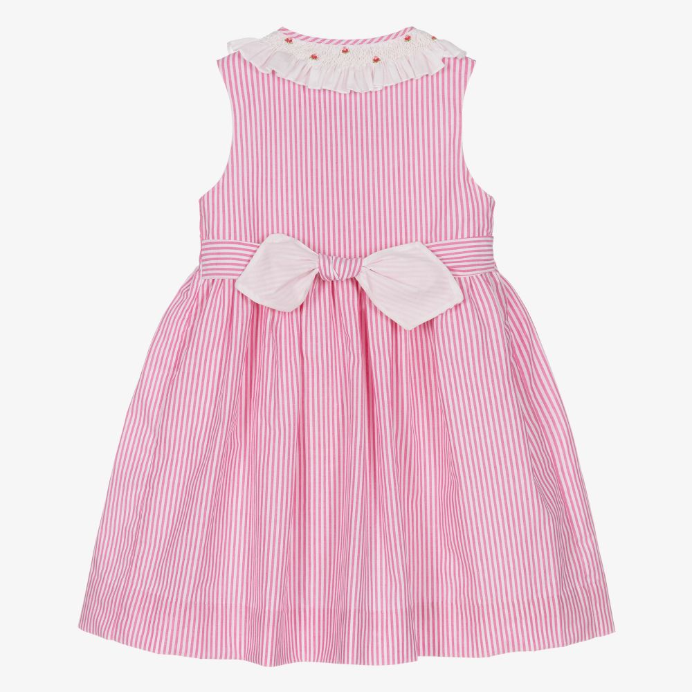 Kidiwi-Pink Striped Cotton Dress | Childrensalon Outlet