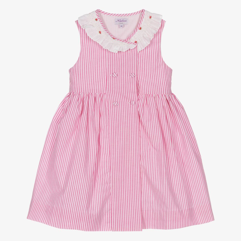 Kidiwi - Розовое хлопковое платье в полоску | Childrensalon