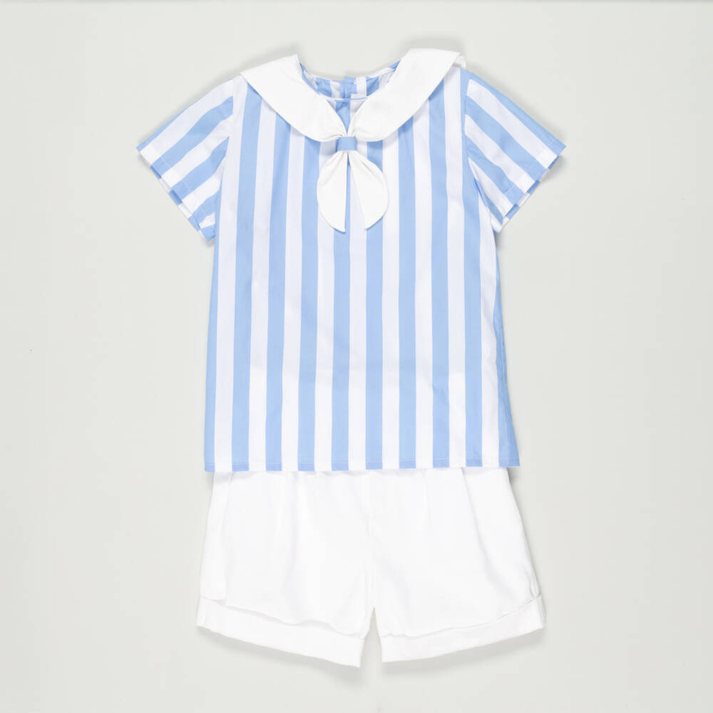 Kidiwi-Preloved Boys Blue Cotton Stripe Shorts Set (6 years) | Childrensalon Outlet