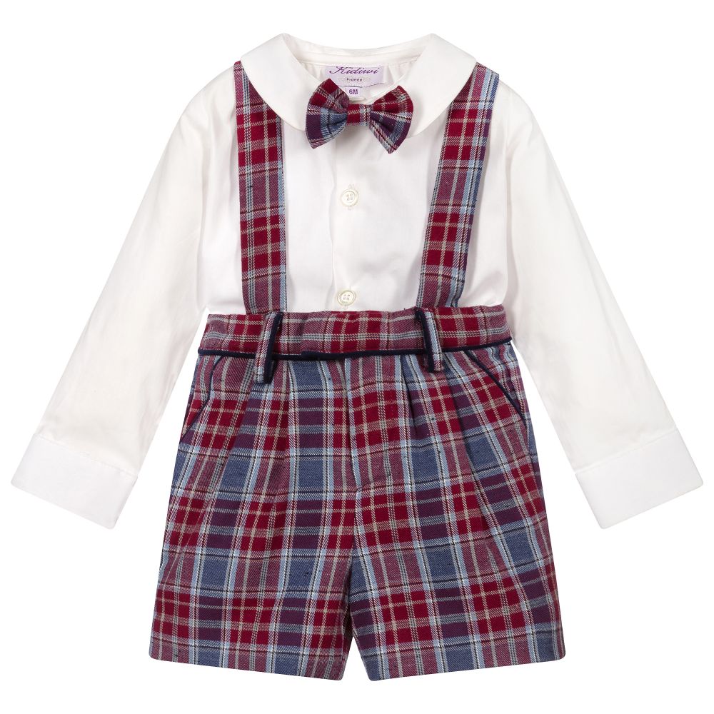 Kidiwi - Red & Blue Check Shorts Set | Childrensalon