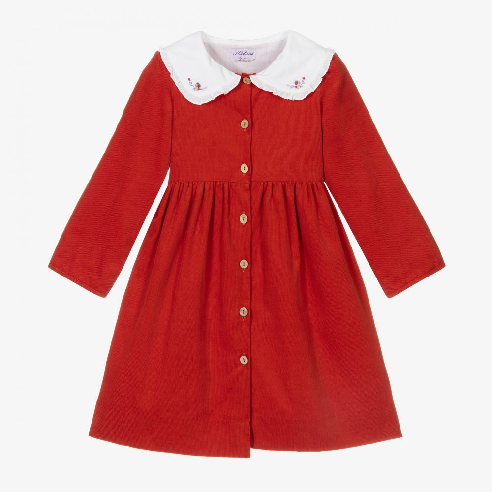 Kidiwi - Robe rouge en velours côtelé | Childrensalon