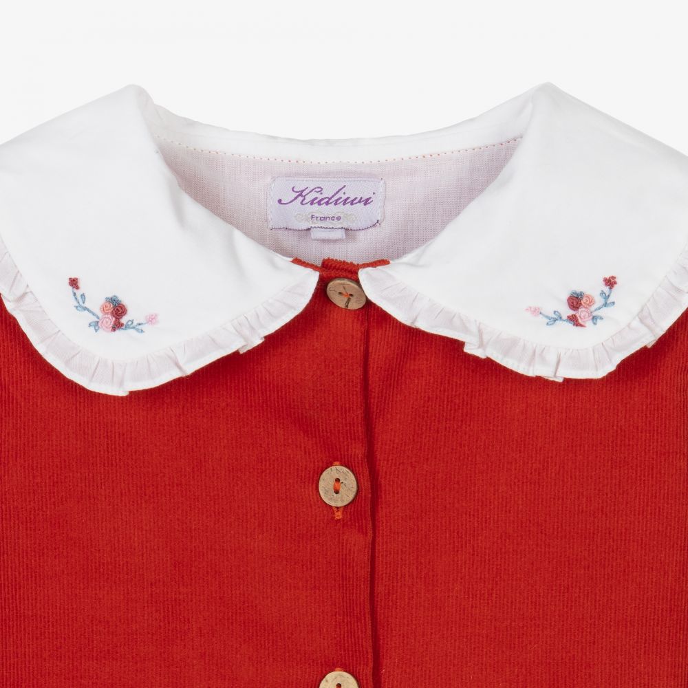 Kidiwi-Red Corduroy Dress | Childrensalon Outlet