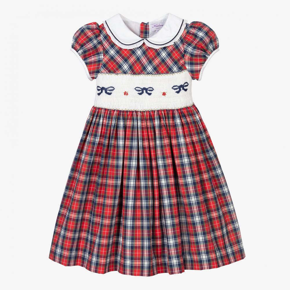 Kidiwi - Rotes gesmoktes Kleid mit Schottenkaros | Childrensalon