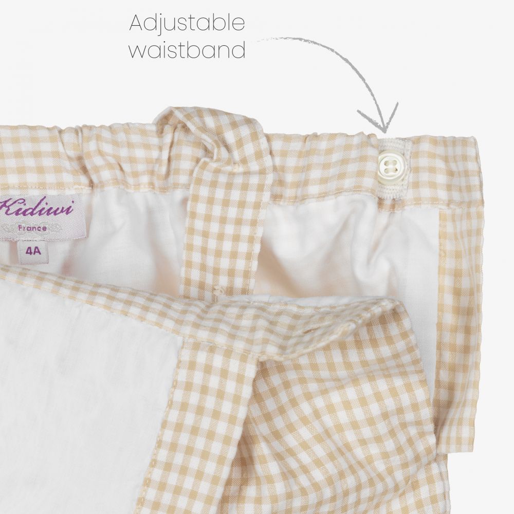 Kidiwi-طقم دانغريز أطفال ولادي قطن سموكينغ لون بيج وأبيض | Childrensalon Outlet