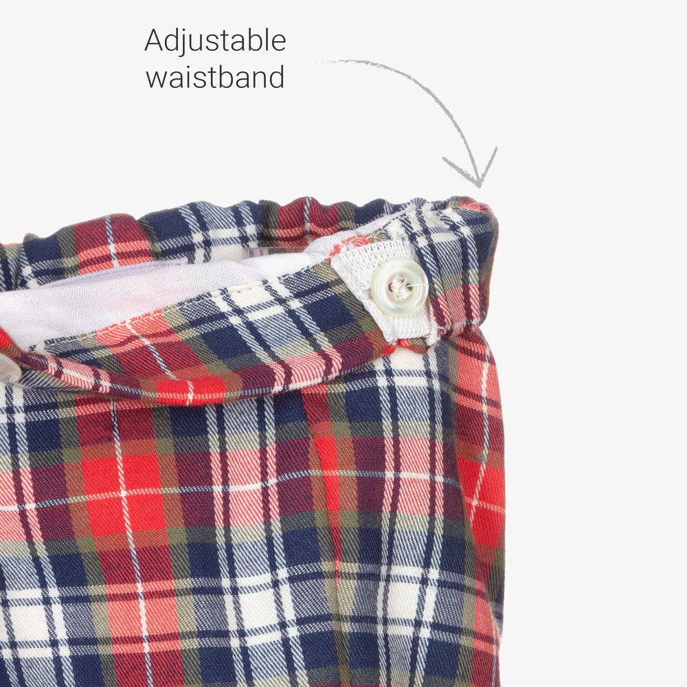 Kidiwi-Smocked Red Tartan Shorts Set  | Childrensalon Outlet