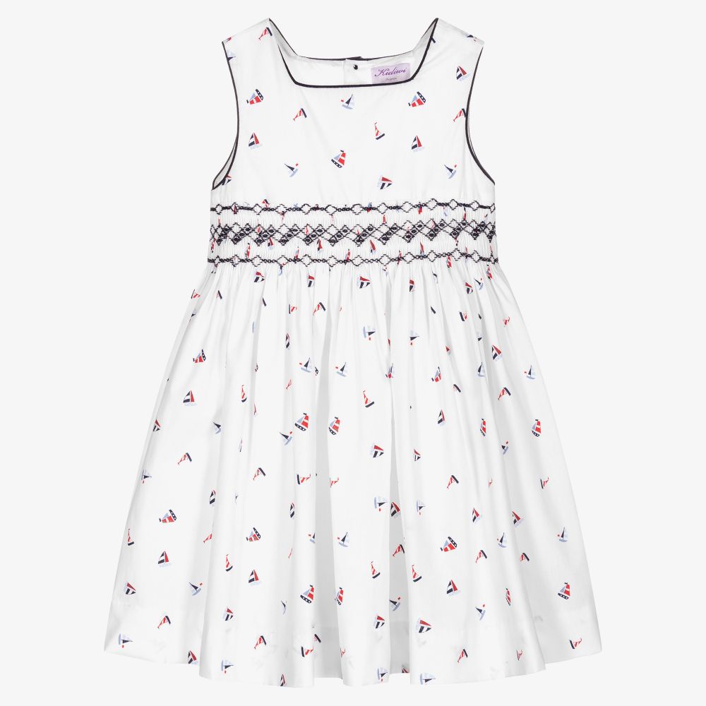 Kidiwi - White Smocked Sailboats Dress  | Childrensalon