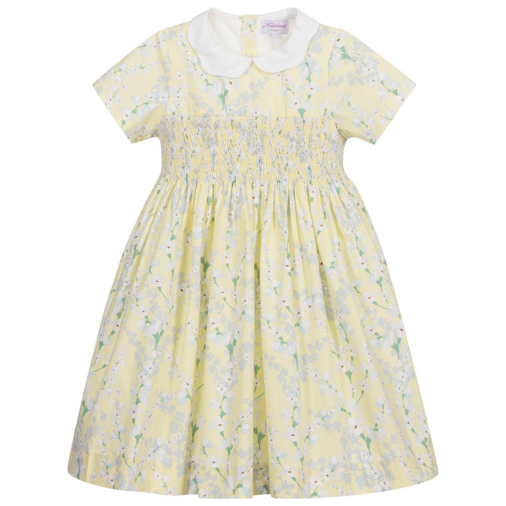 Kidiwi - Yellow Smocked Floral Dress  | Childrensalon