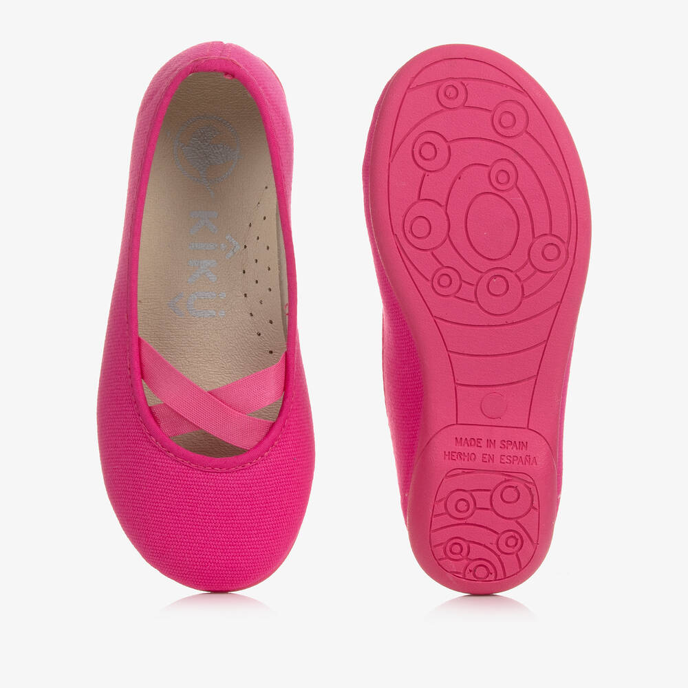 كيكو-حذاء قطن عضوي كانفاس لون زهري للبنات | Childrensalon Outlet