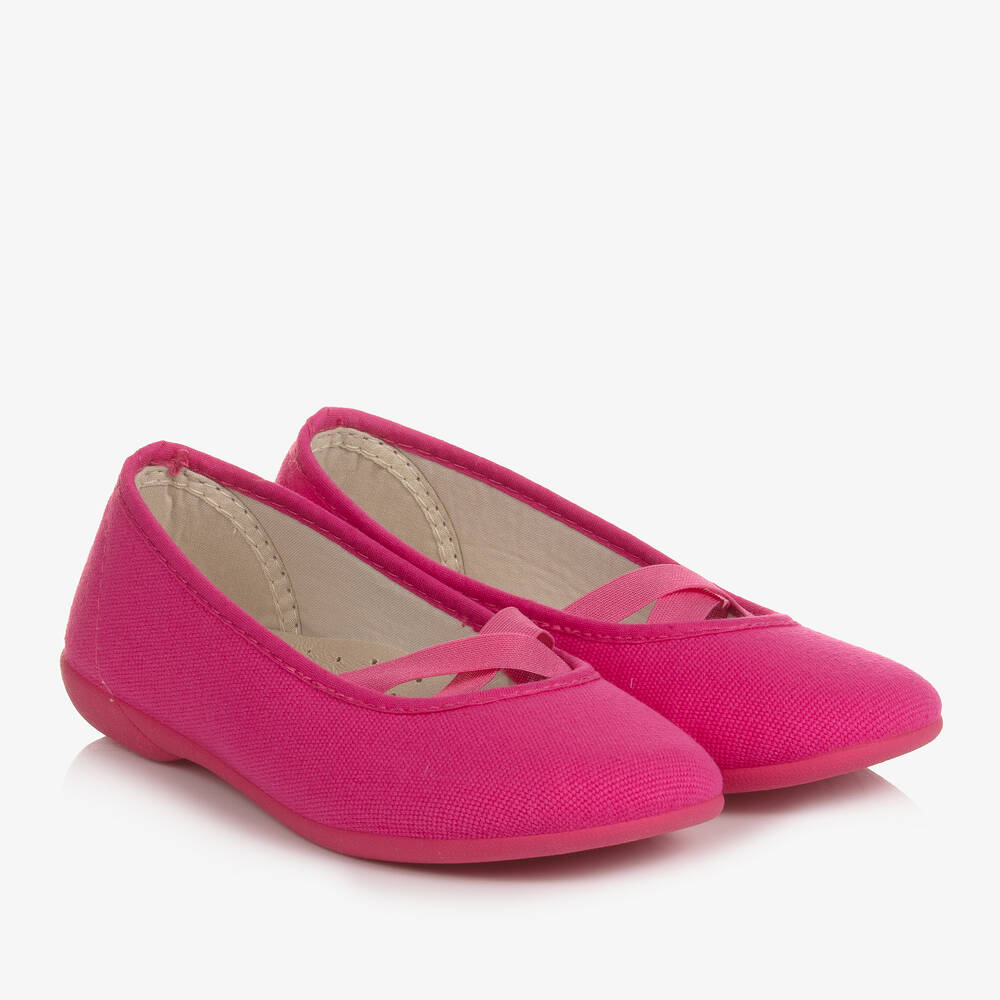 KIKU - Ballerines rose fuchsia en toile | Childrensalon