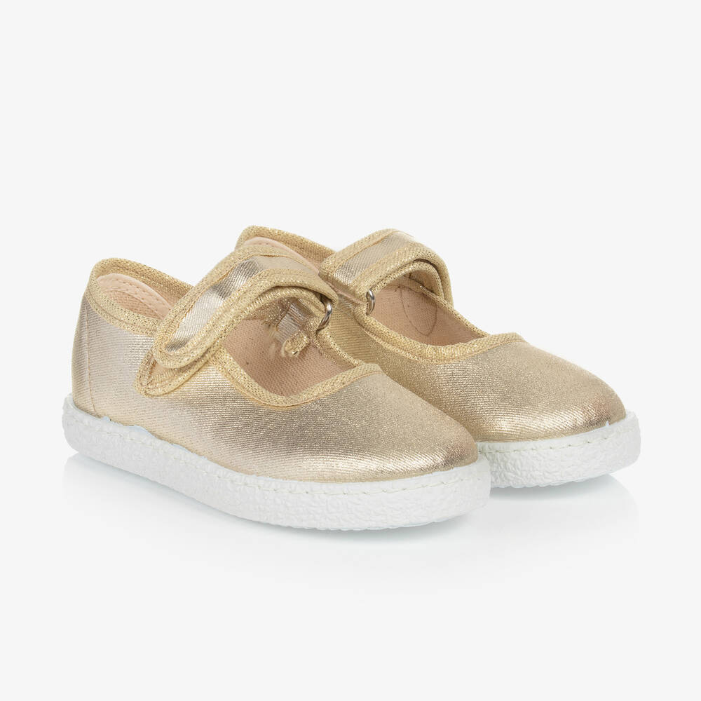 KIKU - Metallic Gold Bar Shoes | Childrensalon