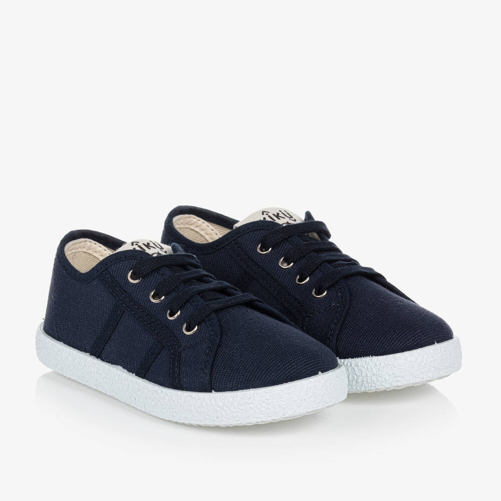 KIKU - Navy Blue Canvas Trainers | Childrensalon