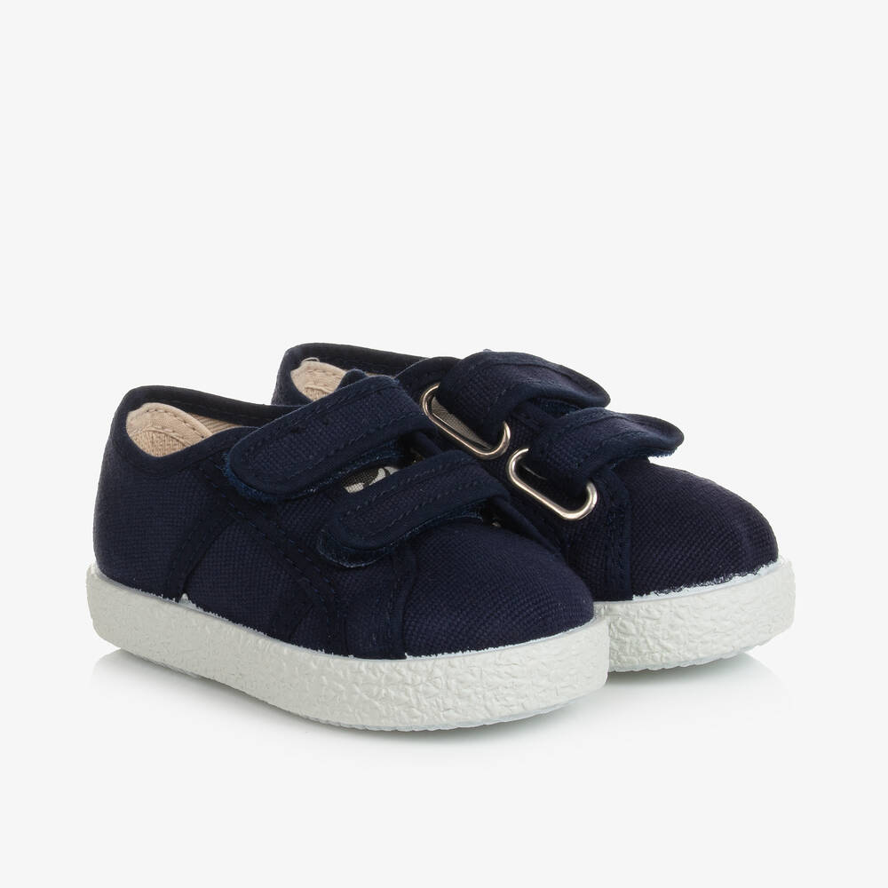 KIKU - Navy Blue Canvas Trainers | Childrensalon