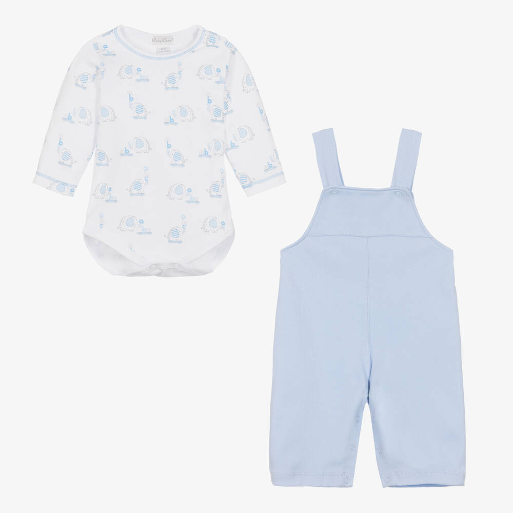 Kissy Kissy-Боди со слонами и голубой полукомбинезон | Childrensalon Outlet