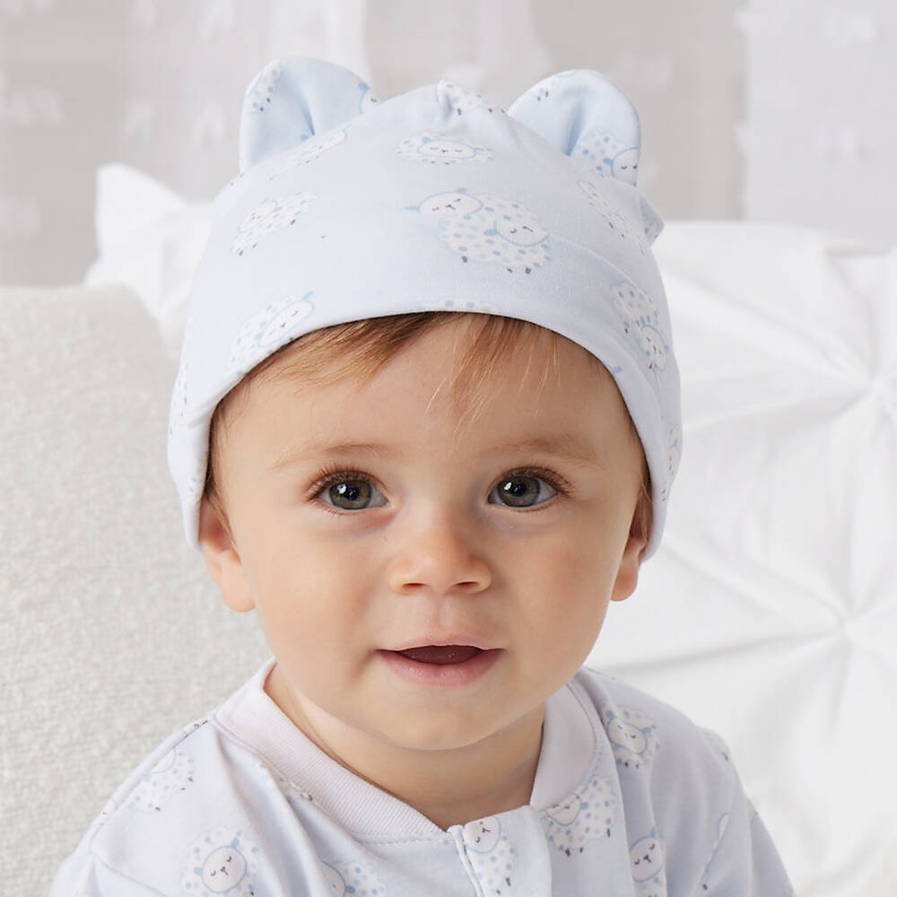 Kissy Kissy-Голубая шапочка из хлопка пима с овечками | Childrensalon Outlet