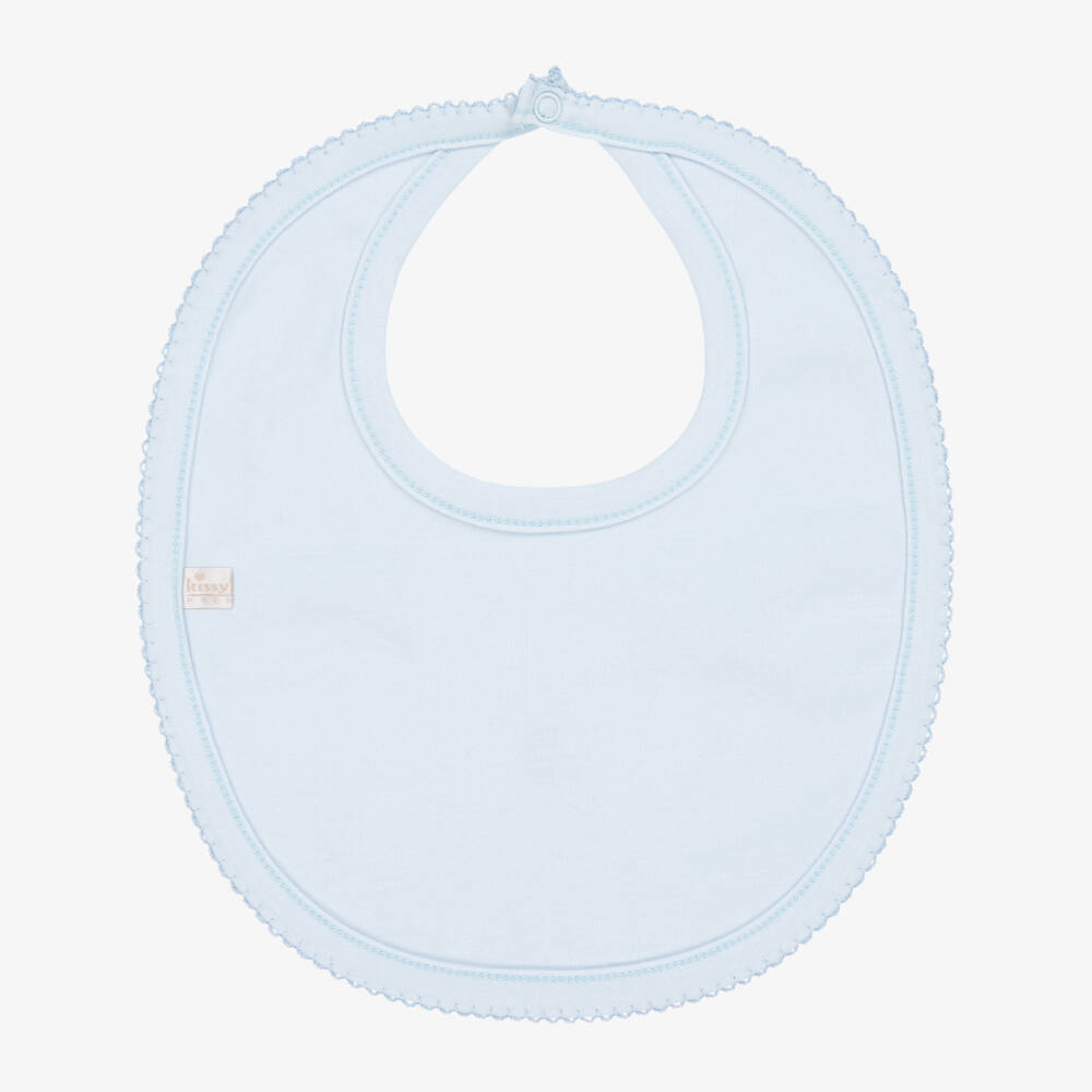 Kissy Kissy-Baby Boys Blue Teddy Bear Time Pima Cotton Bib | Childrensalon Outlet