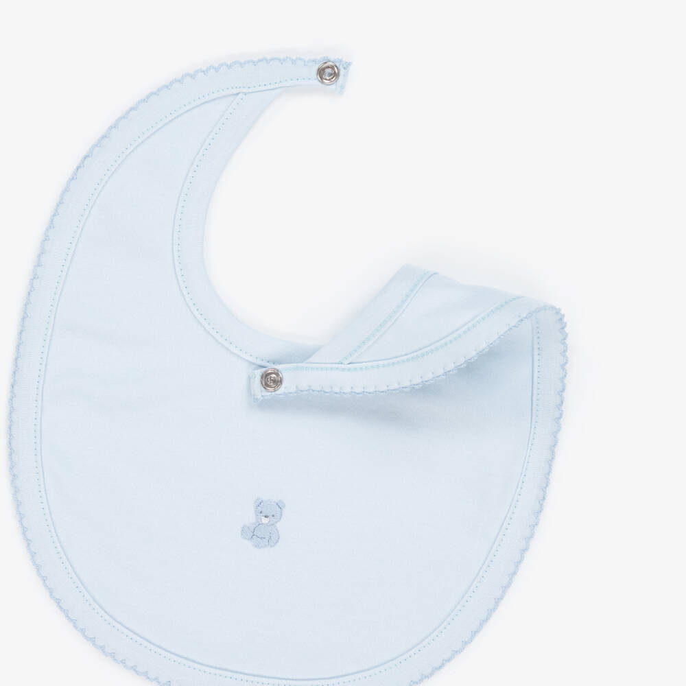 Kissy Kissy-Baby Boys Blue Teddy Bear Time Pima Cotton Bib | Childrensalon Outlet