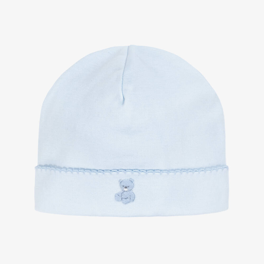 Kissy Kissy-Baby Boys Blue Teddy Bear Time Pima Cotton Hat | Childrensalon Outlet