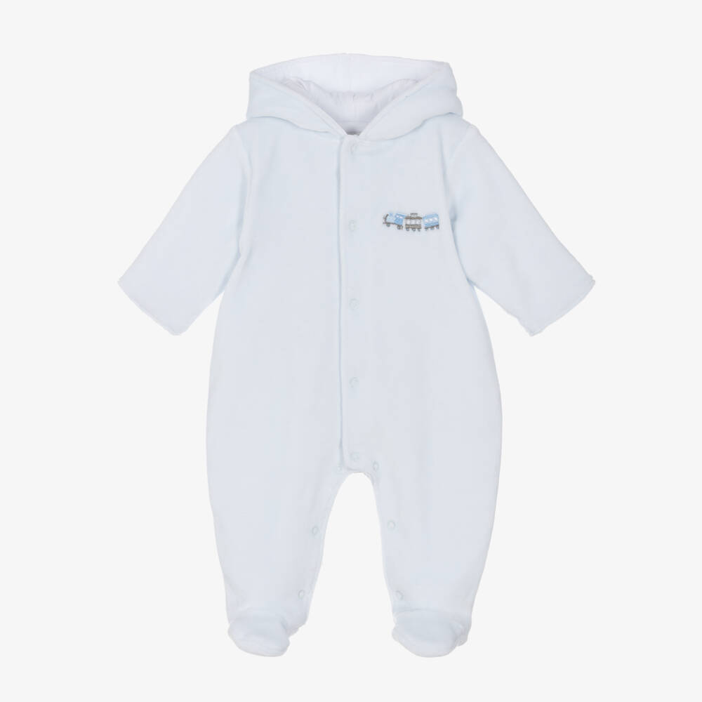 Kissy Kissy-Baby Boys Blue Velour Roundabout Railroad Pramsuit | Childrensalon Outlet