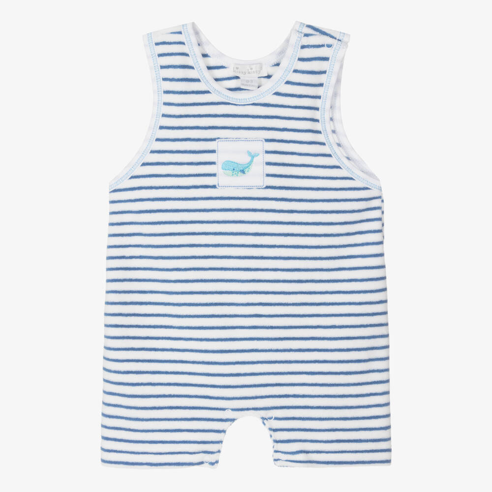 Kissy Kissy-Baby Boys Blue Watercolour Whales Shortie | Childrensalon Outlet