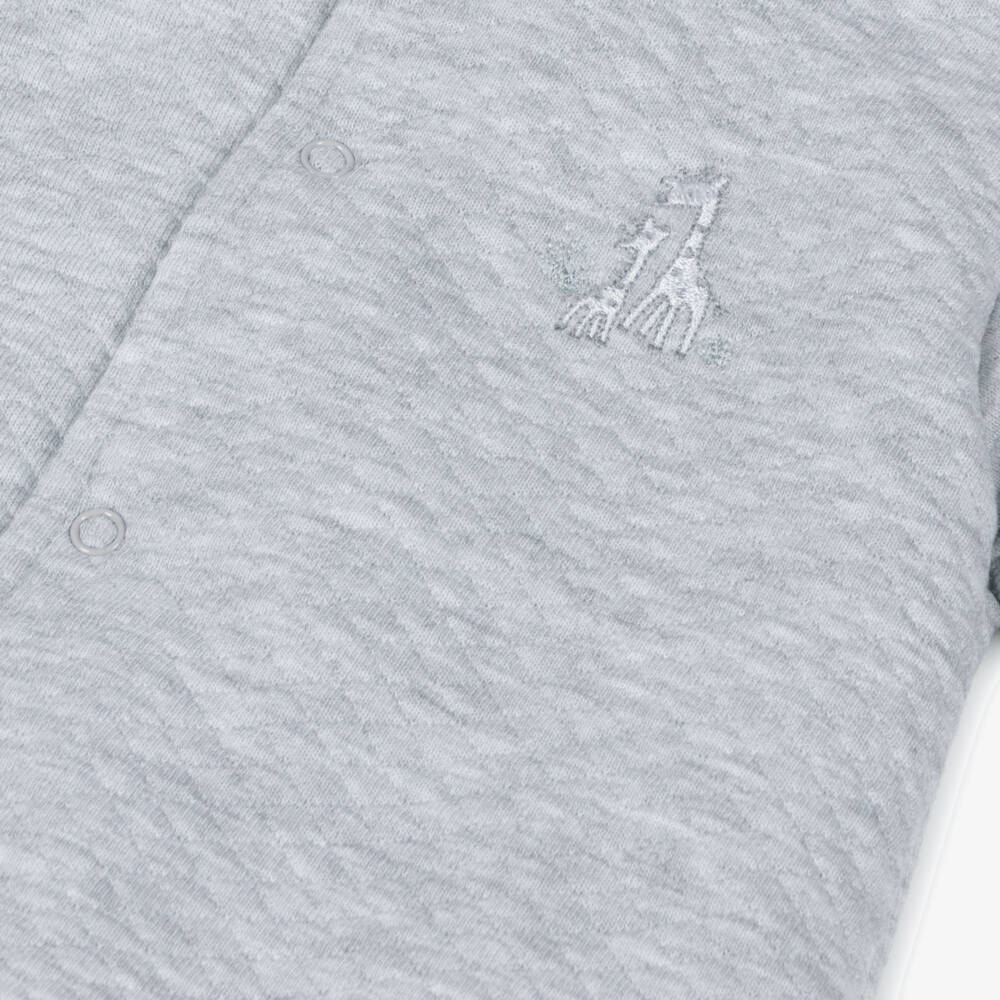 Kissy Kissy-Baby Boys Grey Pima Cotton Giraffe Grace Pramsuit | Childrensalon Outlet