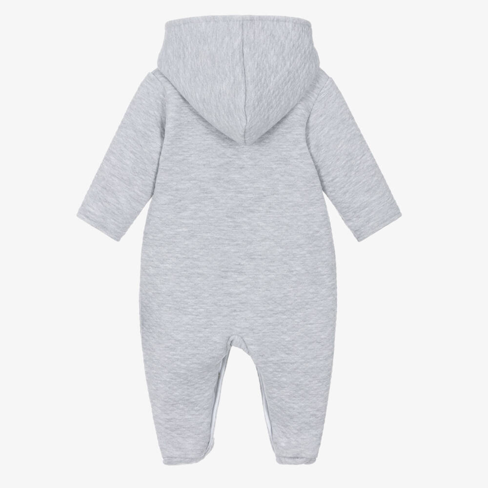 Kissy Kissy-Baby Boys Grey Pima Cotton Giraffe Grace Pramsuit | Childrensalon Outlet