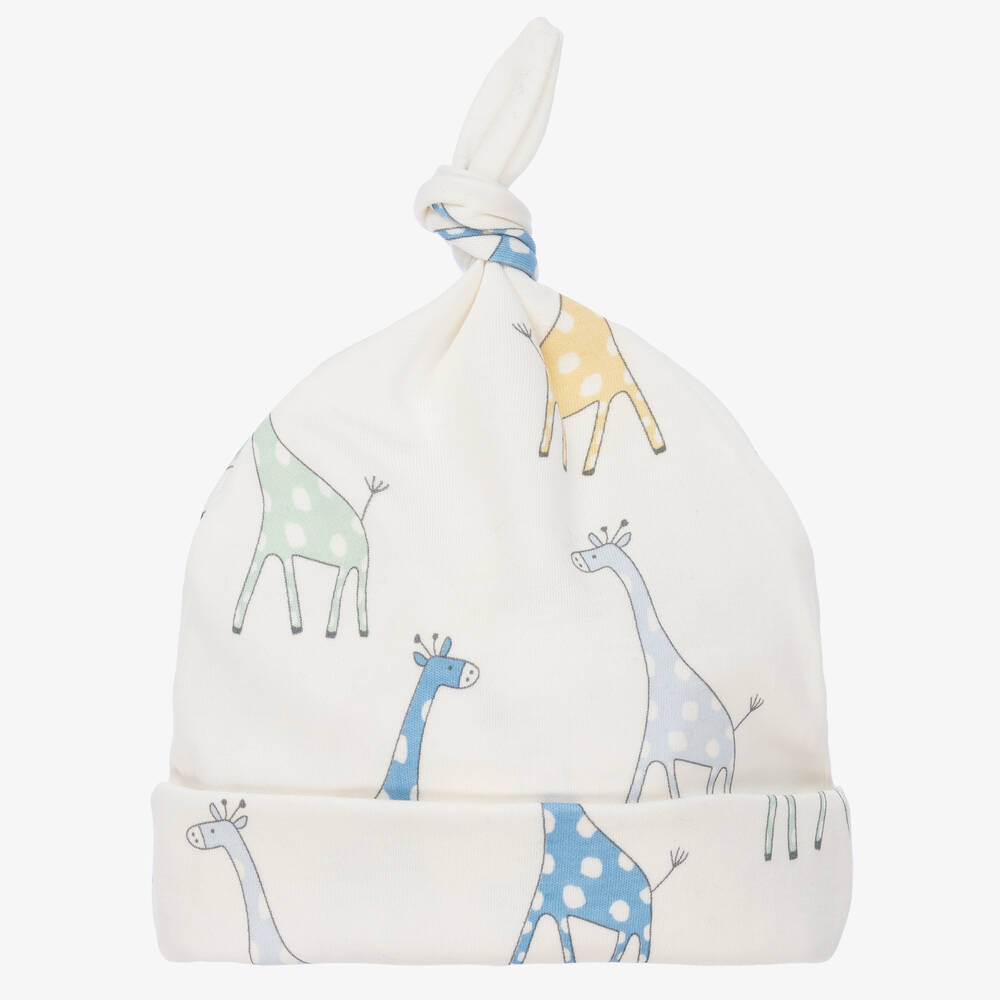 Kissy Kissy-Кремовая хлопковая шапочка с жирафами | Childrensalon Outlet