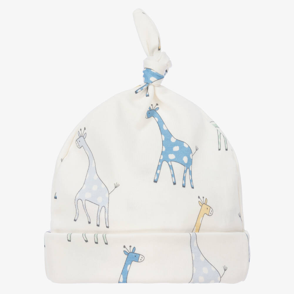 Kissy Kissy - Кремовая хлопковая шапочка с жирафами | Childrensalon