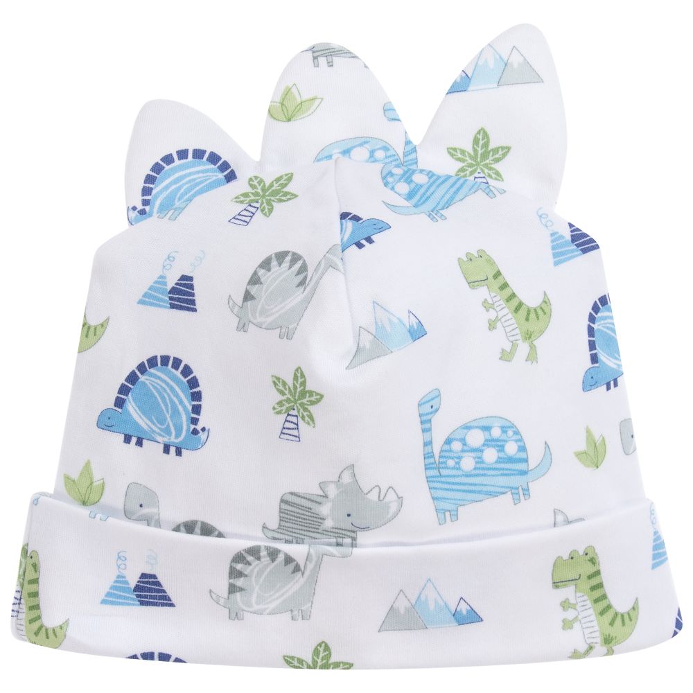 Kissy Kissy - قبعة قطن بيما لون أبيض وأزرق للمواليد | Childrensalon