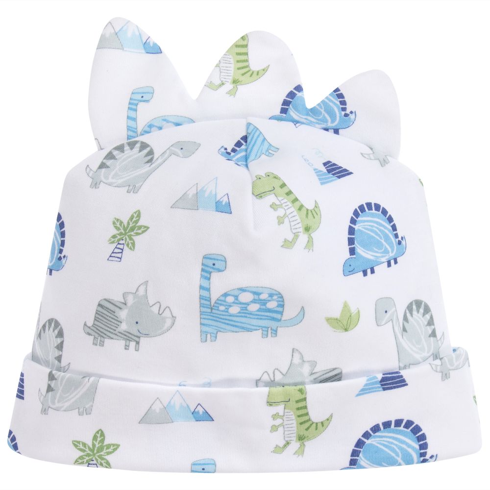 Kissy Kissy-قبعة قطن بيما لون أبيض وأزرق للمواليد | Childrensalon Outlet