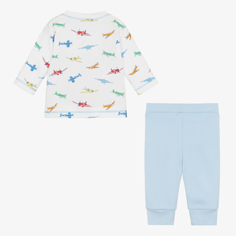 Kissy Kissy-Белый топ с самолетиками и голубые штанишки | Childrensalon Outlet