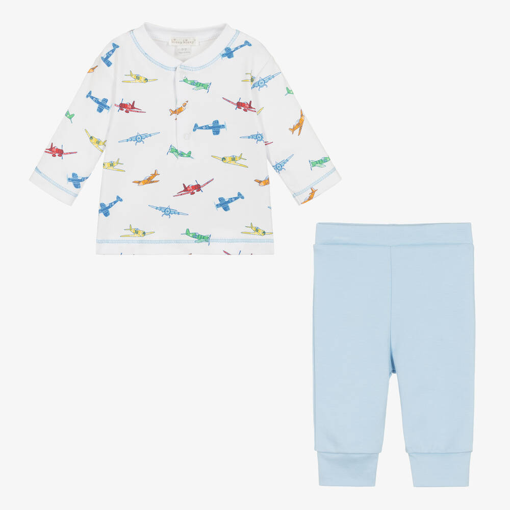 Kissy Kissy-Белый топ с самолетиками и голубые штанишки | Childrensalon Outlet