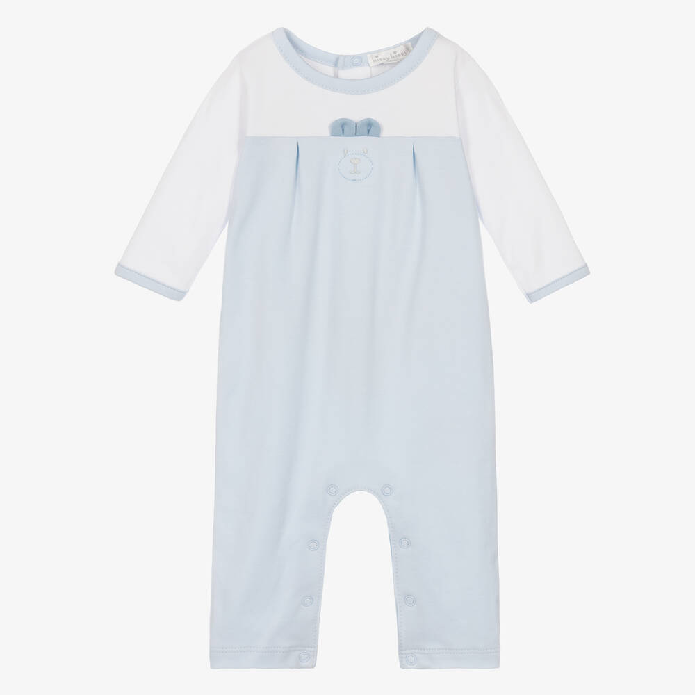 Kissy Kissy-Baby Boys White & Blue Beary Plaid Romper | Childrensalon Outlet