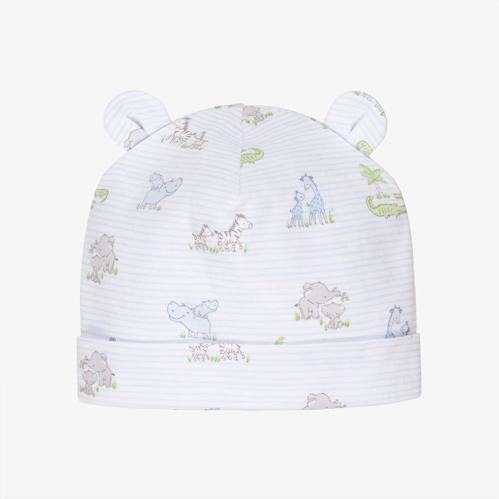 Kissy Kissy-Baby Boys White & Blue Pima Cotton Safari Party Hat | Childrensalon Outlet