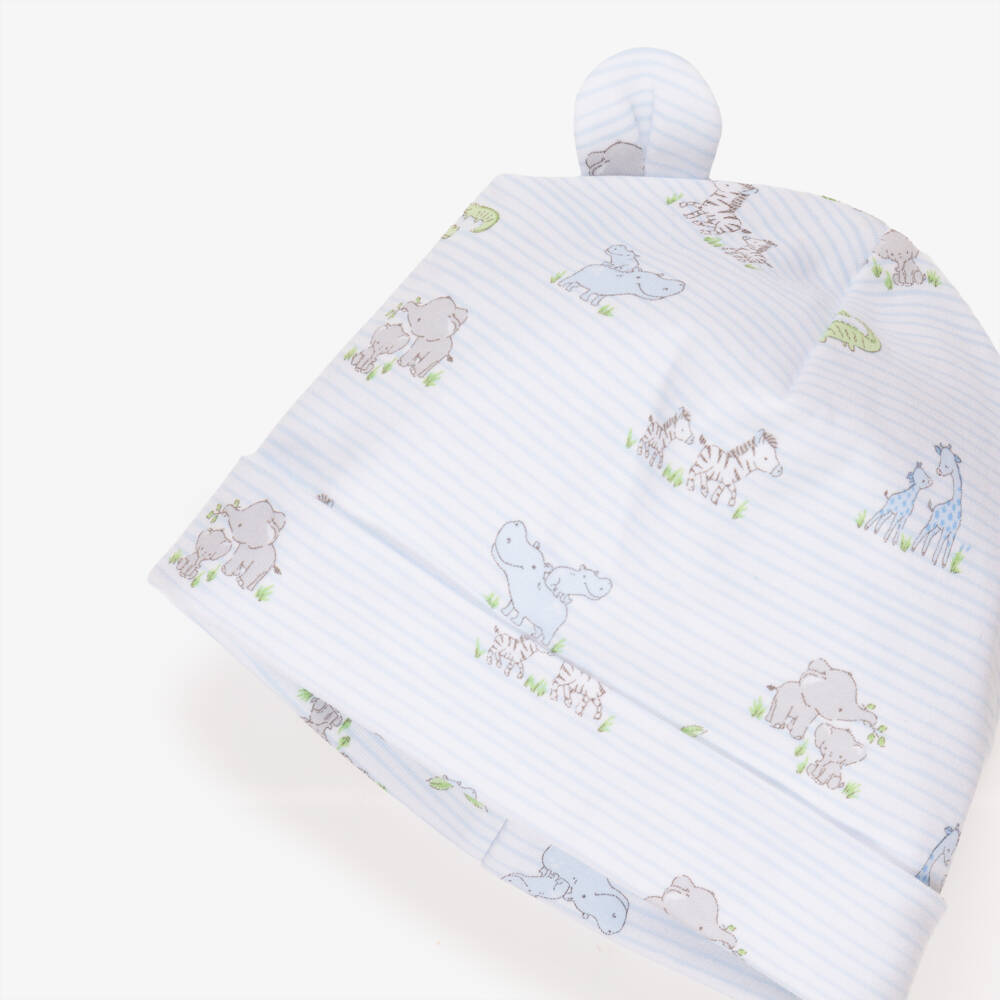Kissy Kissy-Baby Boys White & Blue Pima Cotton Safari Party Hat | Childrensalon Outlet