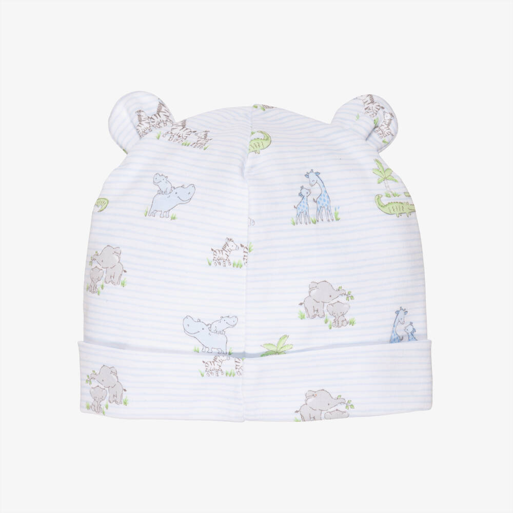 Kissy Kissy-Baby Boys White & Blue Pima Cotton Safari Party Hat | Childrensalon Outlet