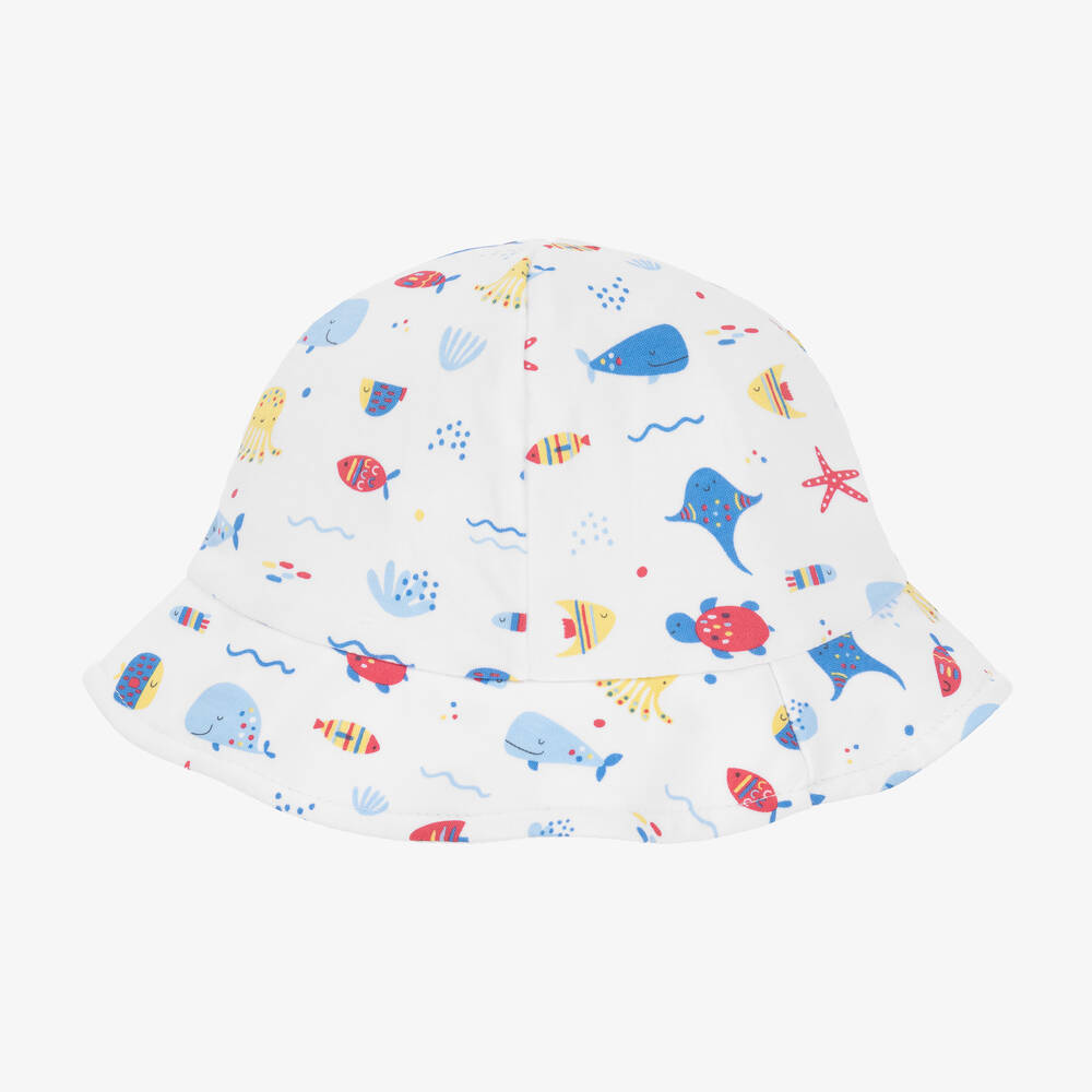 Kissy Kissy-Baby Boys White & Blue Sealife Fun Hat | Childrensalon Outlet