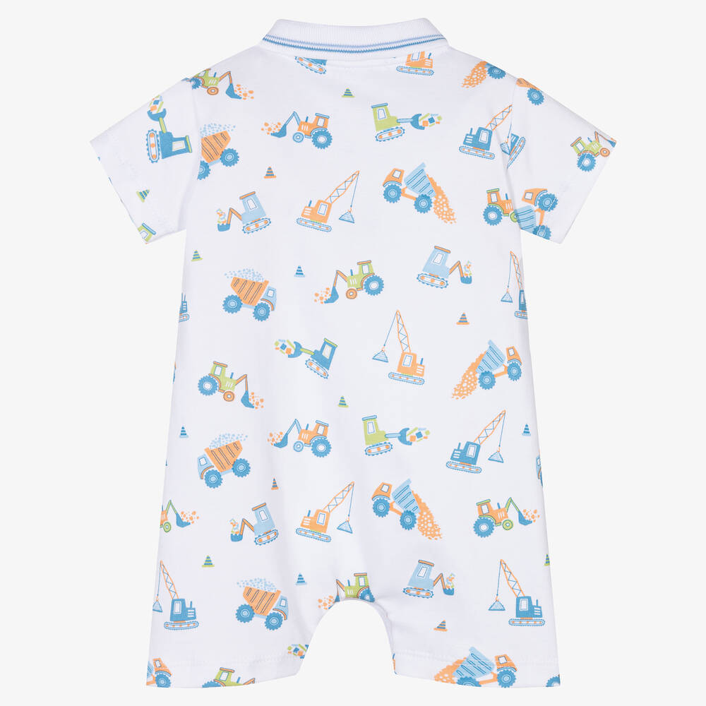 Kissy Kissy-Baby Boys White Construction Convoy Shortie | Childrensalon Outlet