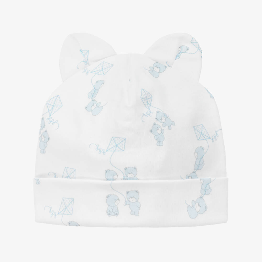 Kissy Kissy - Baby Boys White Cotton Beary Nice Kites Hat | Childrensalon